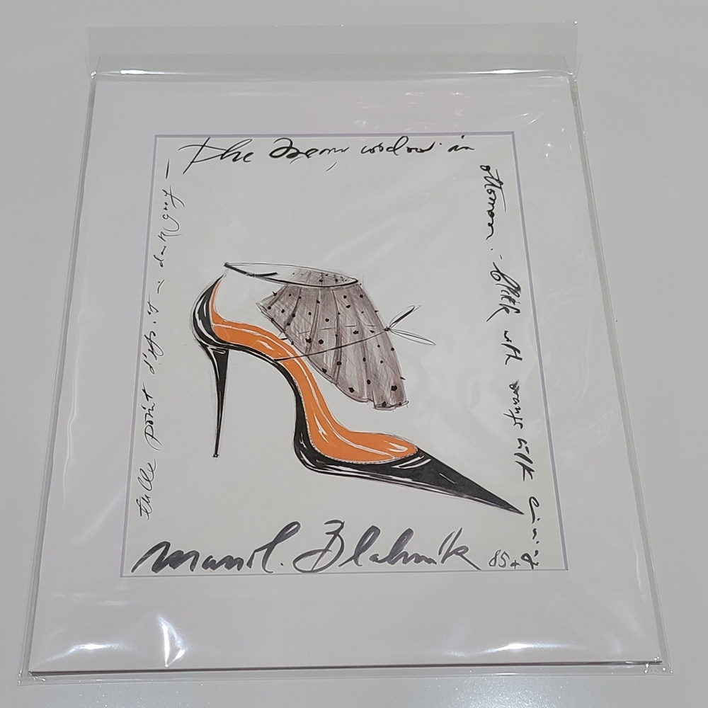 New Manolo Blahnik art print matted white 11 X 14